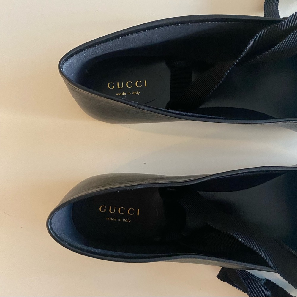 Gucci GG Python Bow Leather Ballet Flats - Picture 11 of 15